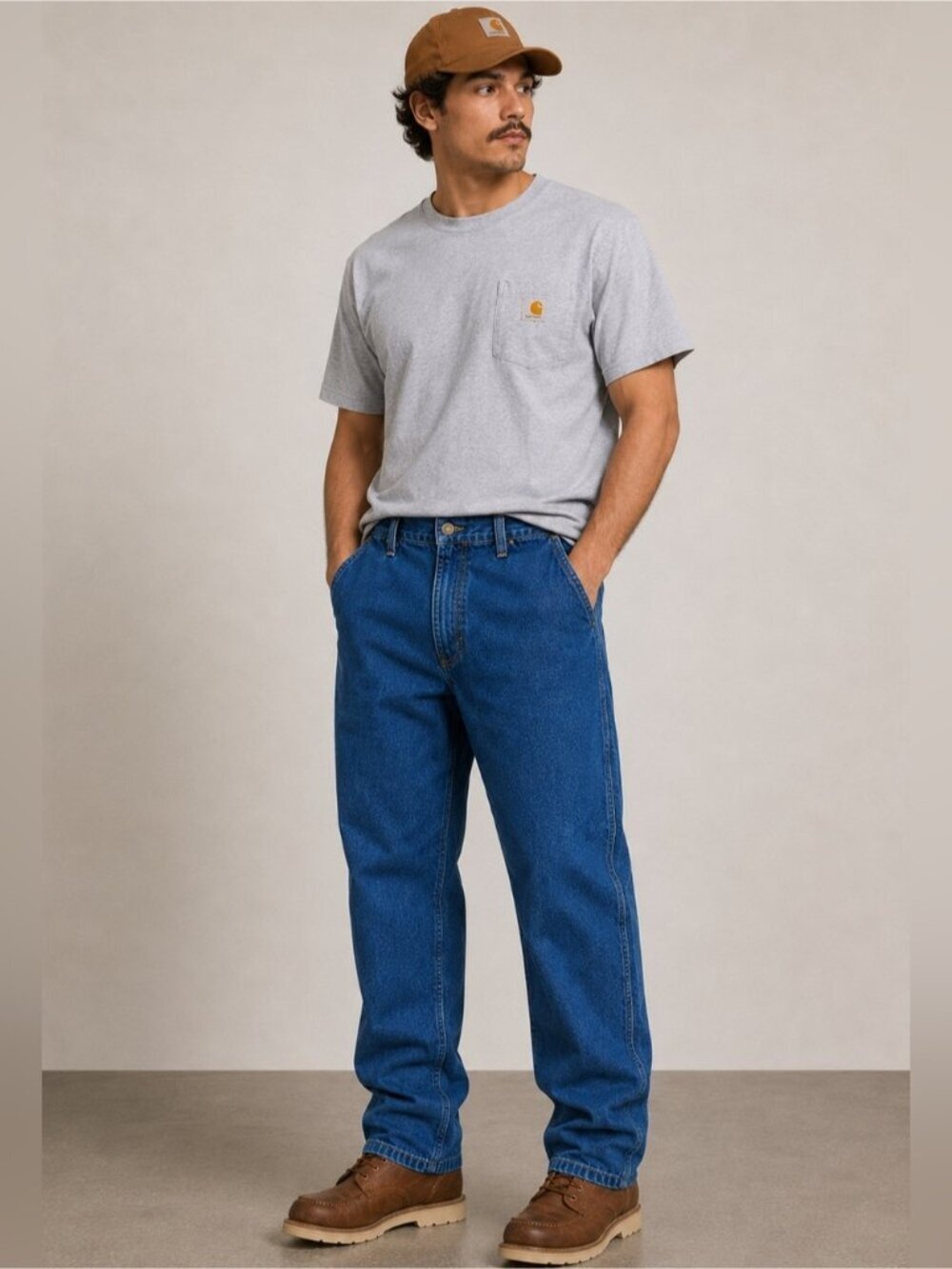 Carhartt Dungaree Fit Carpenter Jeans Men’s 42x32 Blue Utility Work Pants